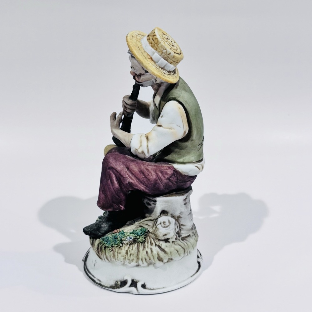 Vintage Napcoware Hand Painted Porcelain Figurine #9477 Old Man Playing Music - Picture 2 of 8